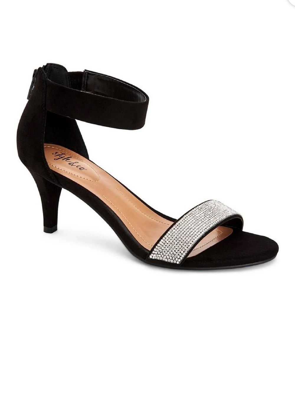 Style & Co Phillyis Evening Sandals Black Silver 8.5W NIB
